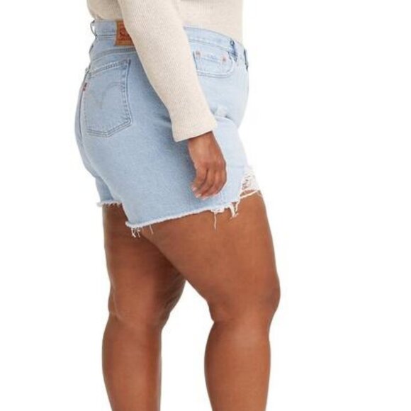 Levi's 501 High Rise Distressed Denim Shorts Plus Size 24W - Picture 3 of 10